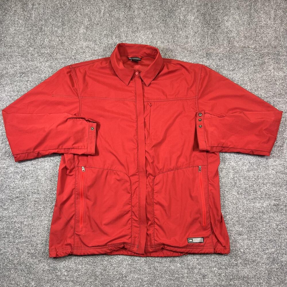 REI Jacket Womens XL Red Windbreaker Full Zip Pockets Lightweight Outdoor